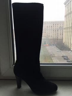 Сапоги на каблуках замша