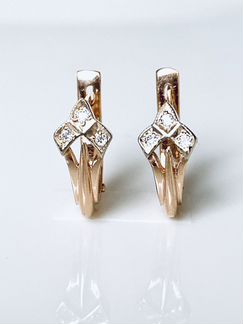 Золотые серьги с фианитами