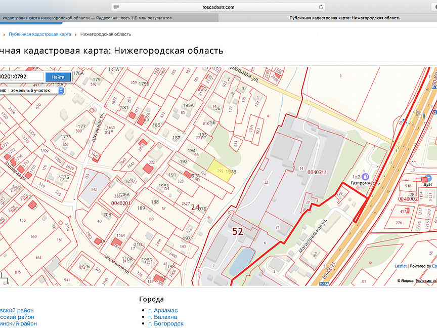 Кадастровая карта выкса нижегородская область