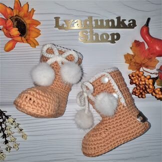 Сапожки Пинетки норка Ручная работа Новые