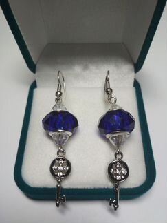 Серьги с ключиком (синие)