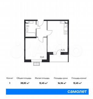 1-к квартира, 38.8 м², 13/13 эт.