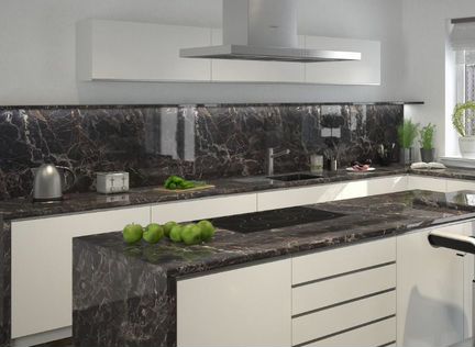 Столешница 3050х600х40 3093/1 Мрамор марквина черн