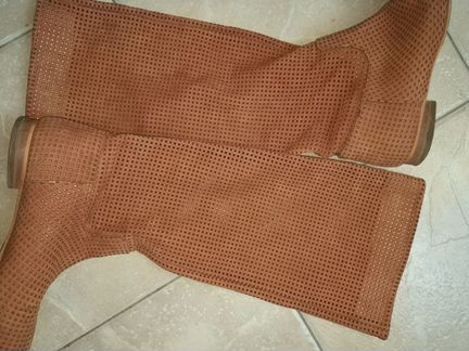 Летние сапоги натур замш