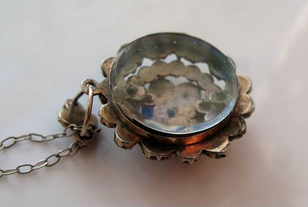 Антикварный Локет Гранат Серебро Кресты