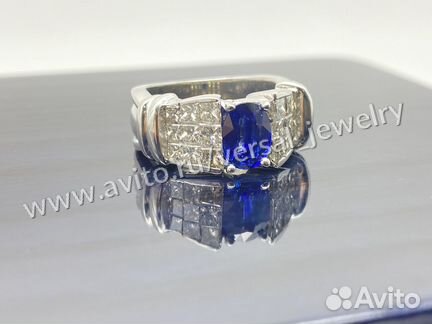 Золотое Кольцо с Сапфиром и бриллиантами