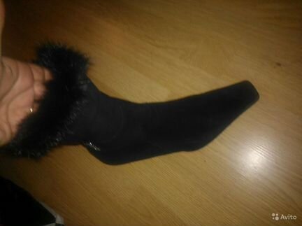 Зимние полусапожки с норкой и стразами 40-41раз