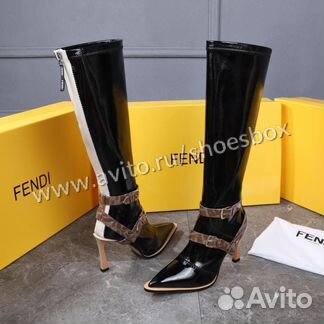 Сапоги фенди лакированные