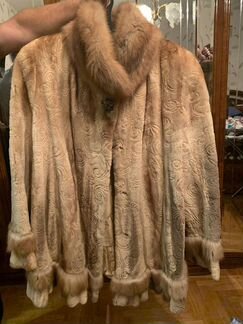 Шуба стриженная норка отделка соболь