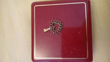 Кулон сердце гранат на цепочке позолота