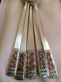 Ложки СССР мельхиор посеребрённые красные звезды М