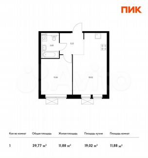 1-к квартира, 39.8 м², 10/24 эт.