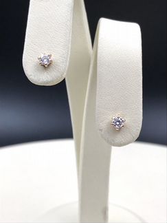 Золотые серьги с фианитами 585 пробы РФ