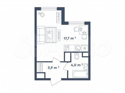 Квартира-студия, 25.6 м², 1/26 эт.