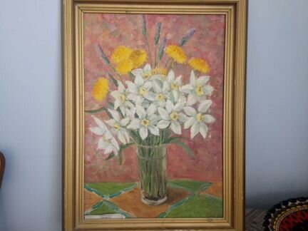 Картина 40*30, масло. Нарциссы