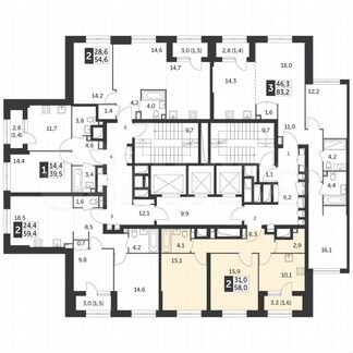 2-к квартира, 58 м², 11/38 эт.