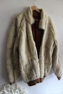 Дубленка пэчворк унисекс мех oversize бомбер