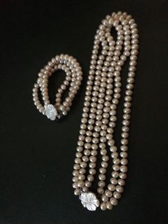 Колье и браслет из жемчуга комплект