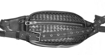 Мужская кожаная сумка пояс Bottega V. black new