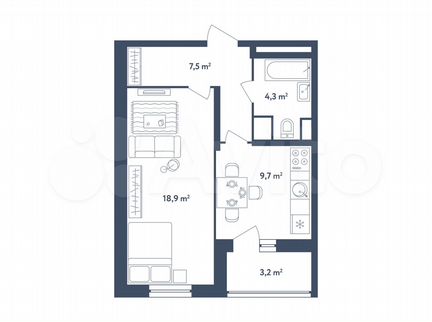 1-к квартира, 42.2 м², 4/25 эт.