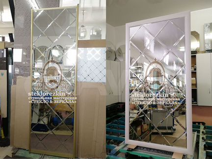 Зеркальное панно на стену, дверь, колонну,в багете