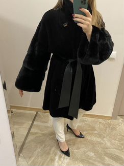 Шуба норка стриженная черная