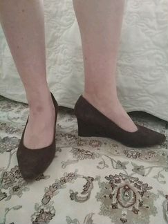 Туфли на танкетке, нат.замша 37