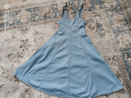 Сарафан джинсовый, юбка полуклеш - винтаж Крутой)