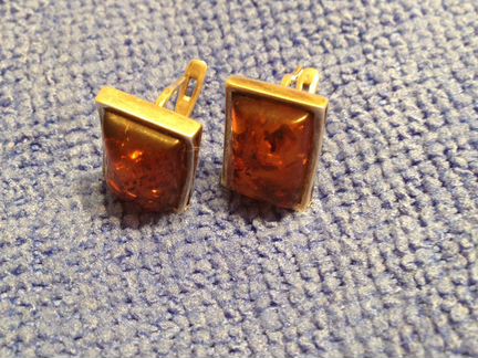 Серьги серебро с натуральным янтарем