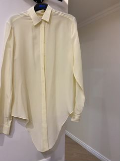 Шёлковая нежно желтая блузка с завязками