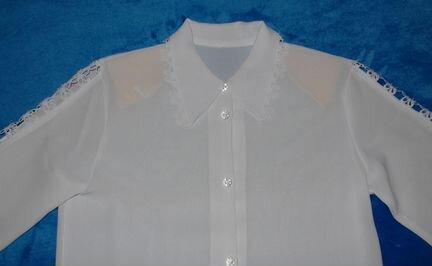 Блузка белая на пуговицах, 122-128 см
